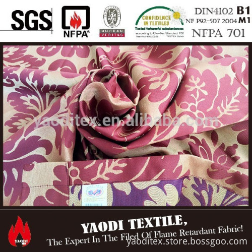 Best sale 100 polyester flame retardant luxury curtain fabric Russian style for sale